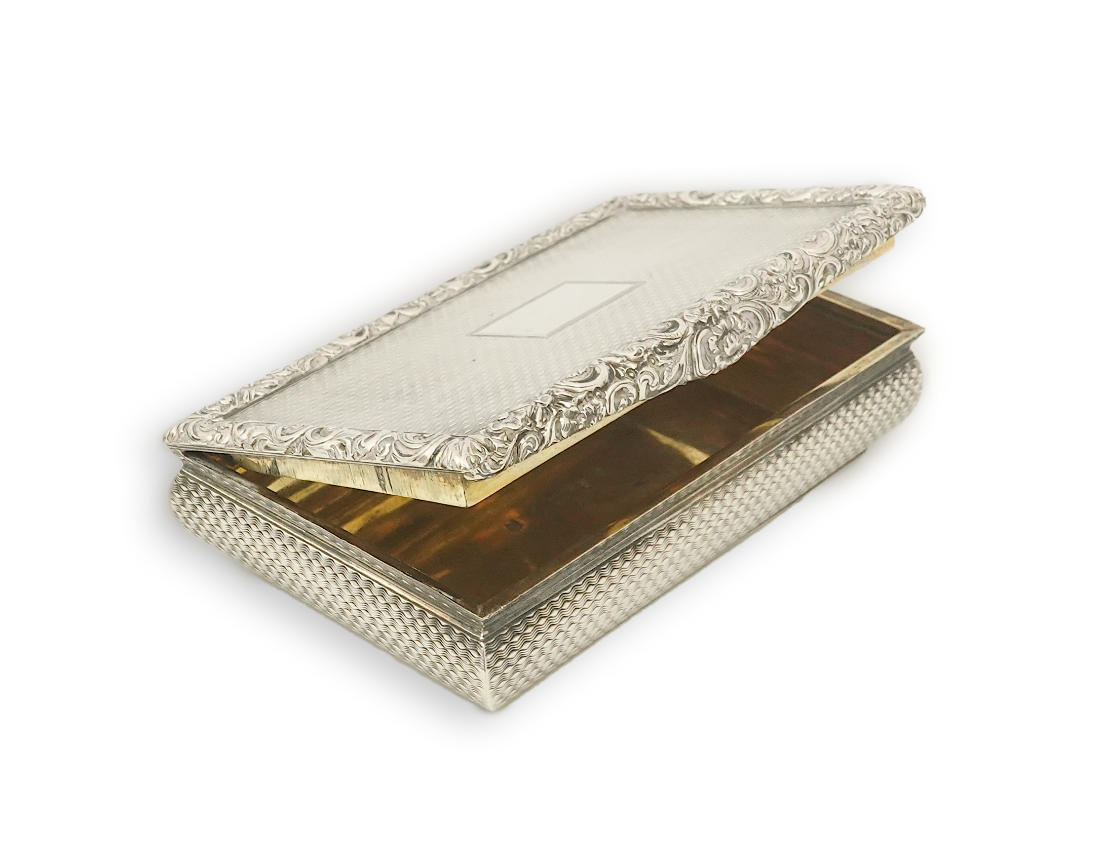 A William IV Scottish engine turned silver rectangular snuff box, by James Nasmyth